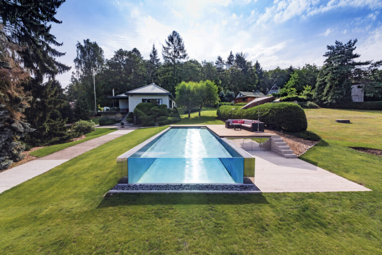 Glass stainless-steel pool in the Central Bohemia region!